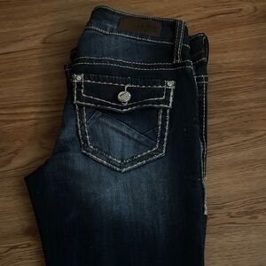 Daytrip Dark Blue Boot Cut Jeans with Contrast Stitching